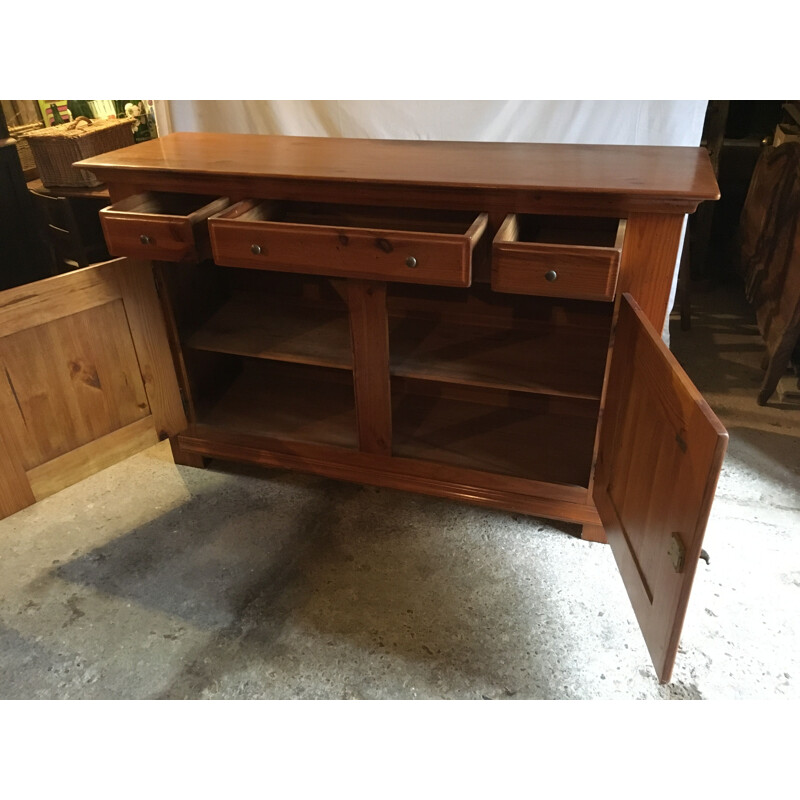 Varnished larch wood sideboard