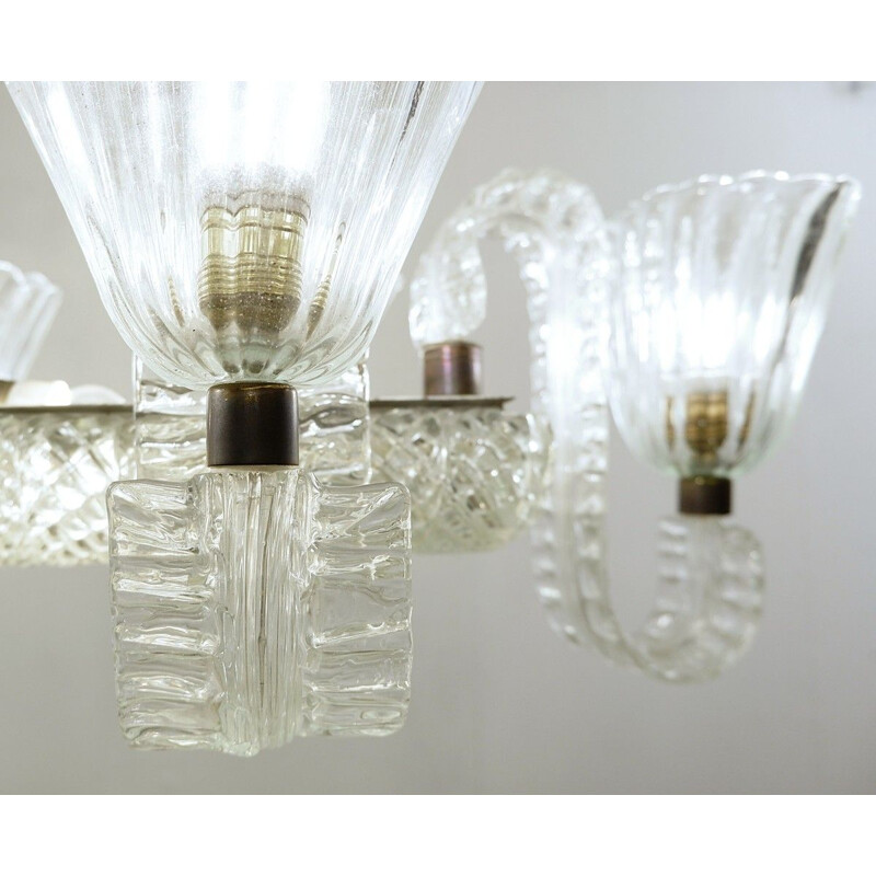 Vintage chandelier with eight arms by Ercole Barovier, Italy 1940