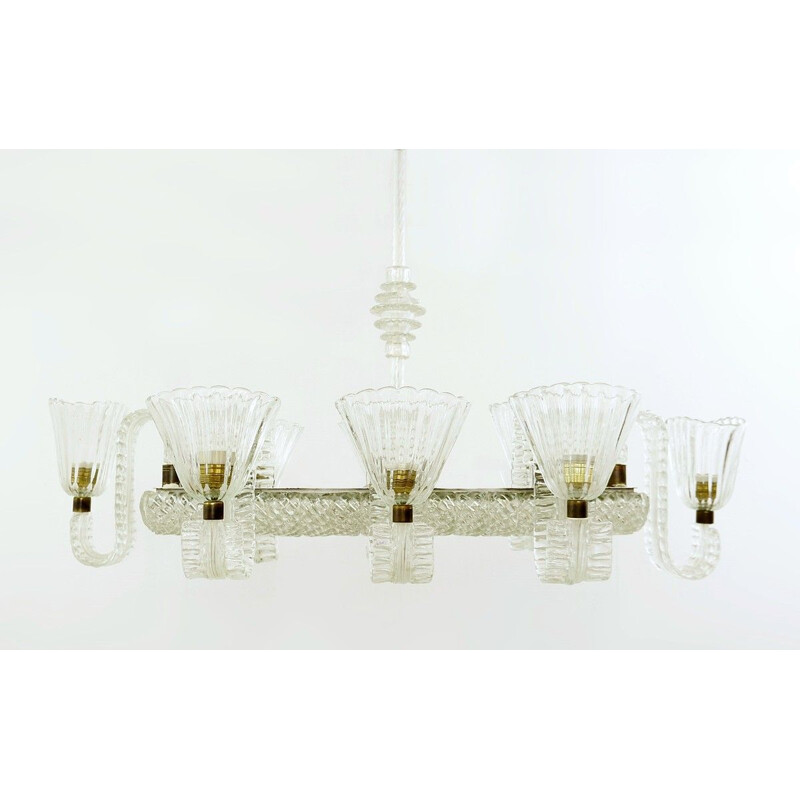 Vintage chandelier with eight arms by Ercole Barovier, Italy 1940