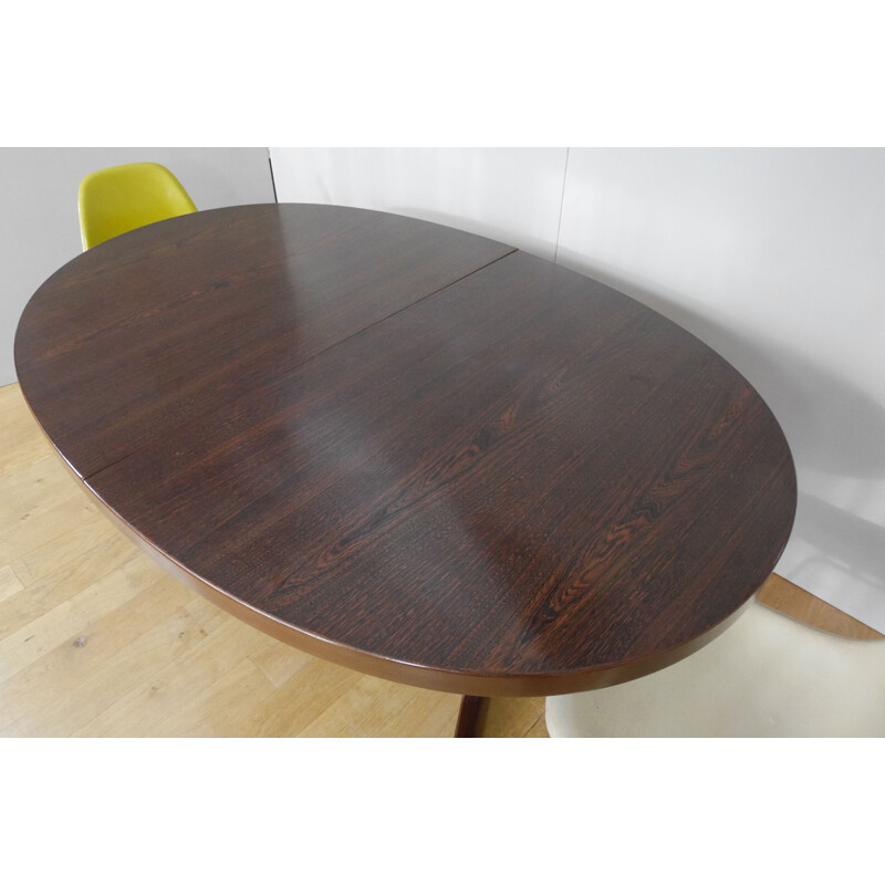 Vintage elm oval dining table with 2 extensions 1960