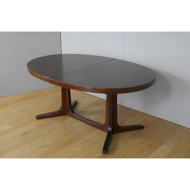 Vintage elm oval dining table with 2 extensions 1960