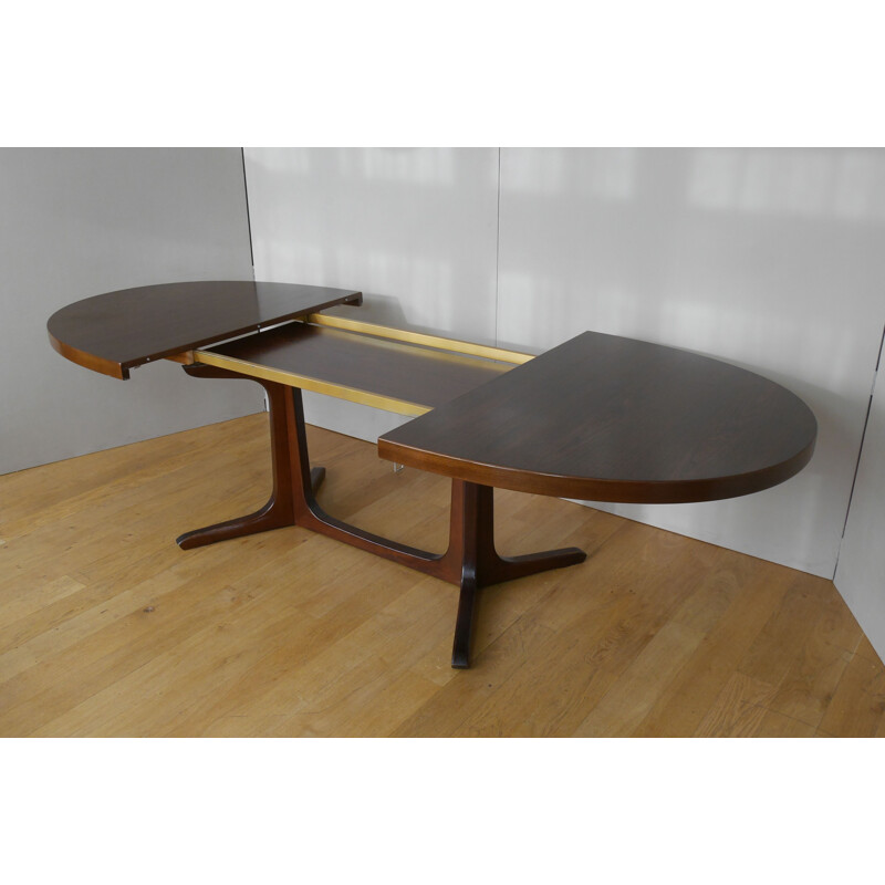 Vintage elm oval dining table with 2 extensions 1960