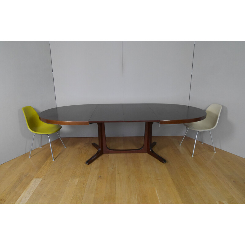 Vintage elm oval dining table with 2 extensions 1960