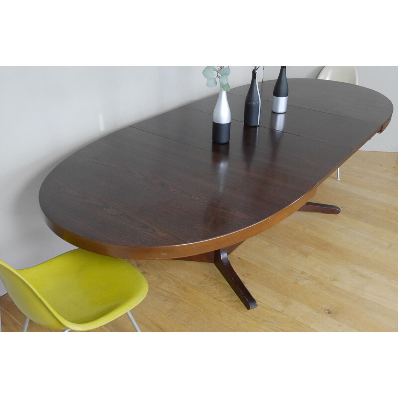 Vintage elm oval dining table with 2 extensions 1960
