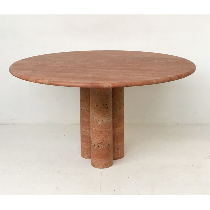 Table vintage en Travertin Rouge par Mario Bellini