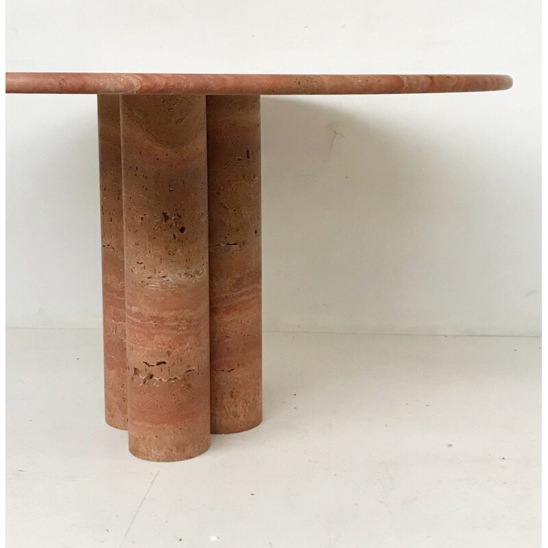 Vintage table in Red Travertine by Mario Bellini