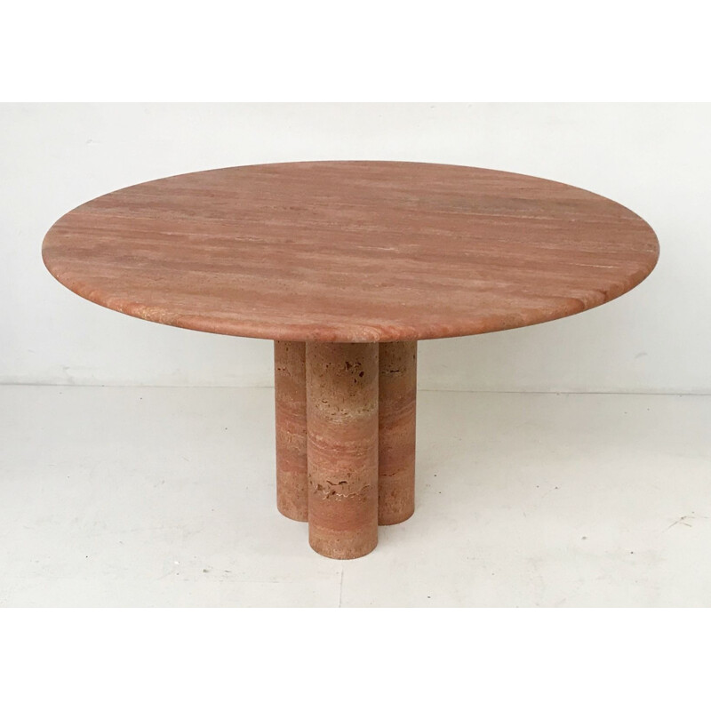 Table vintage en Travertin Rouge par Mario Bellini