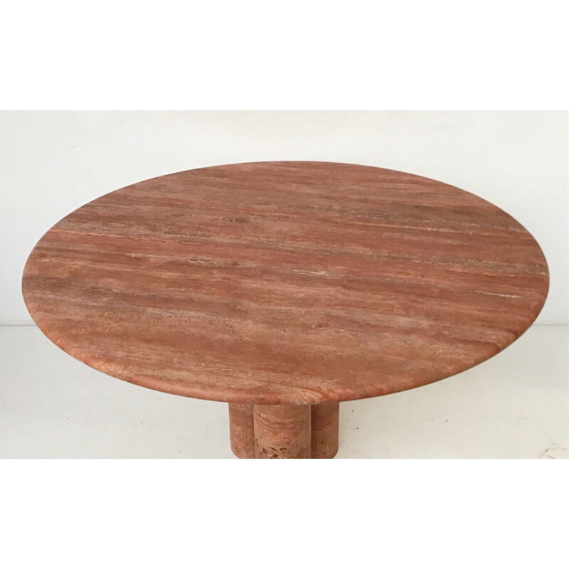 Vintage table in Red Travertine by Mario Bellini