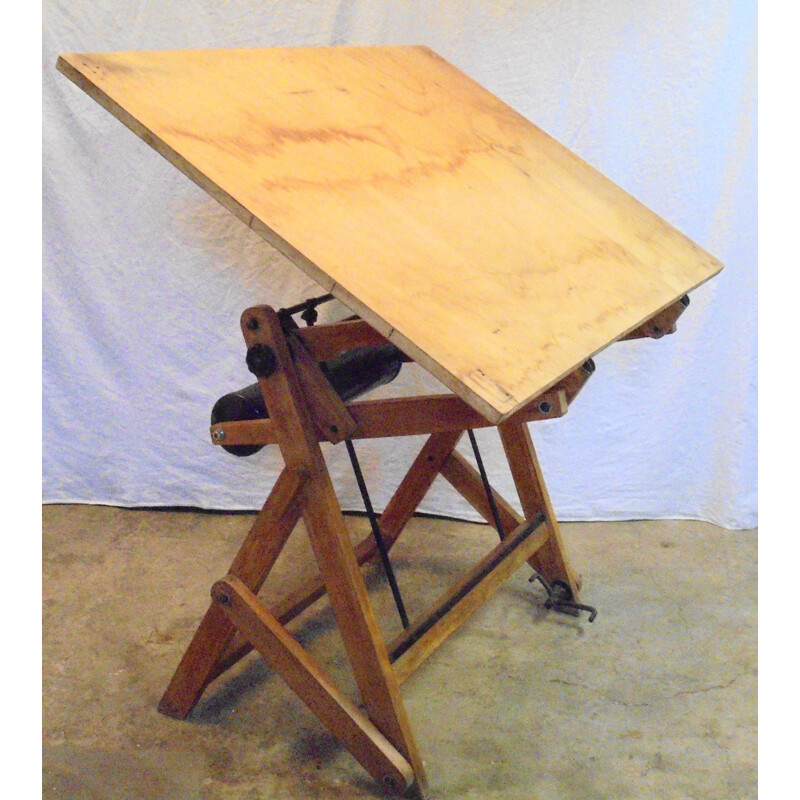 Vintage wooden architect's table 1950