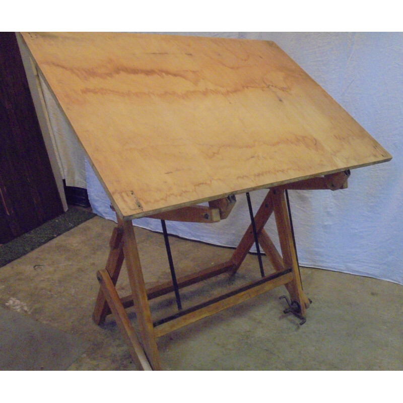 Vintage wooden architect's table 1950