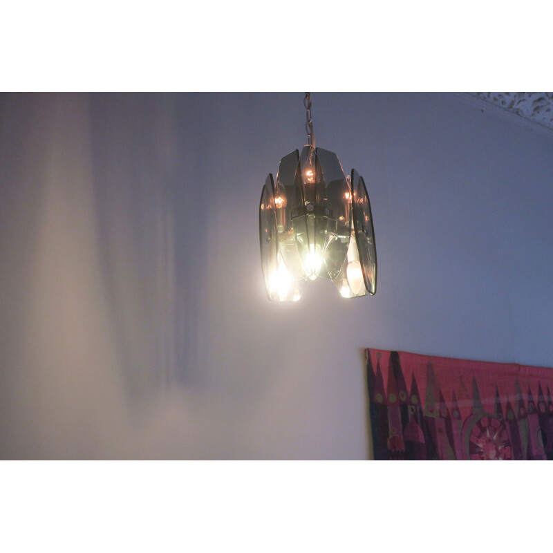 Vintage pendant lamp in cut glass 1970