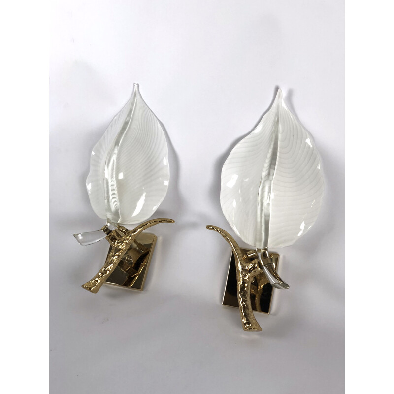 Vintage wall lamps in Murano glass and gilding by Franco Luce, Italy 1970