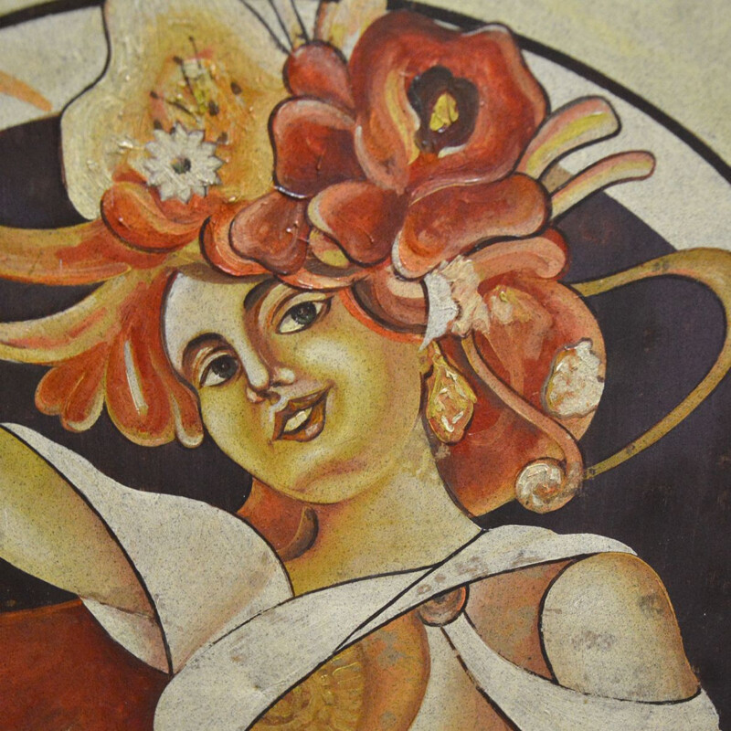 Chapa pintada Art Decó Vintage "Grande Brasserie Alsacienne", 1920