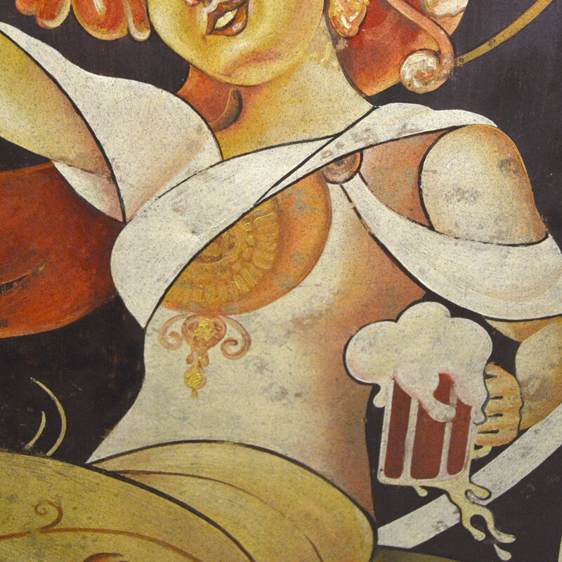 Vintage Art Deco chapa pintada "Grande Brasserie Alsacienne", 1920