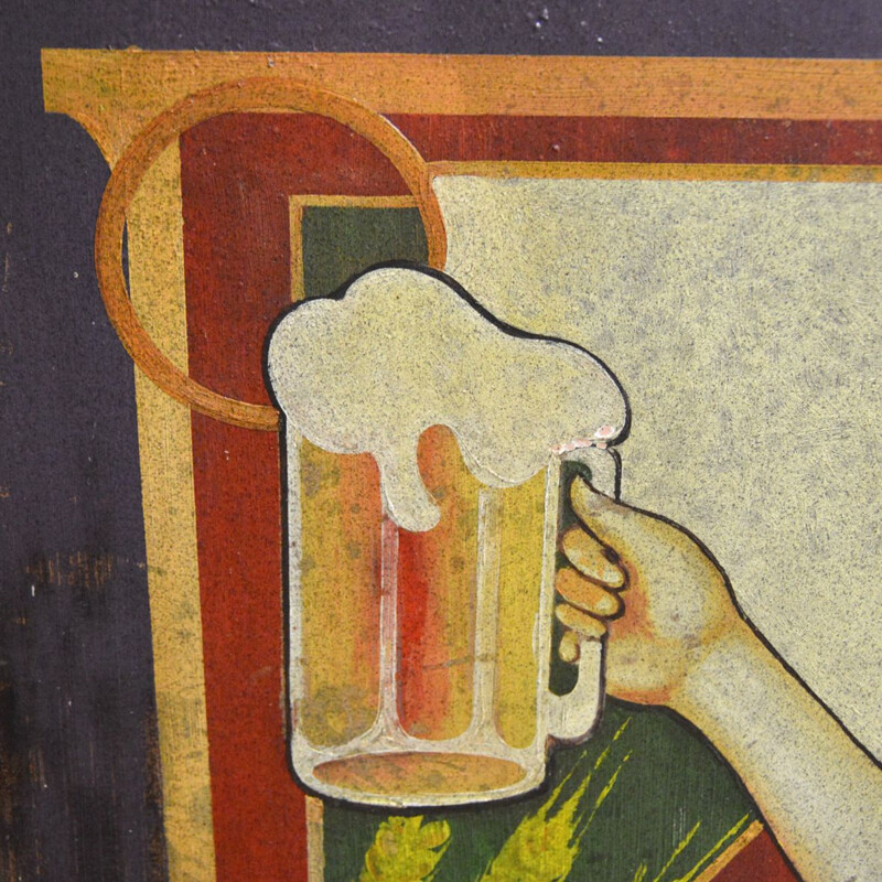 Vintage Art Deco chapa pintada "Grande Brasserie Alsacienne", 1920