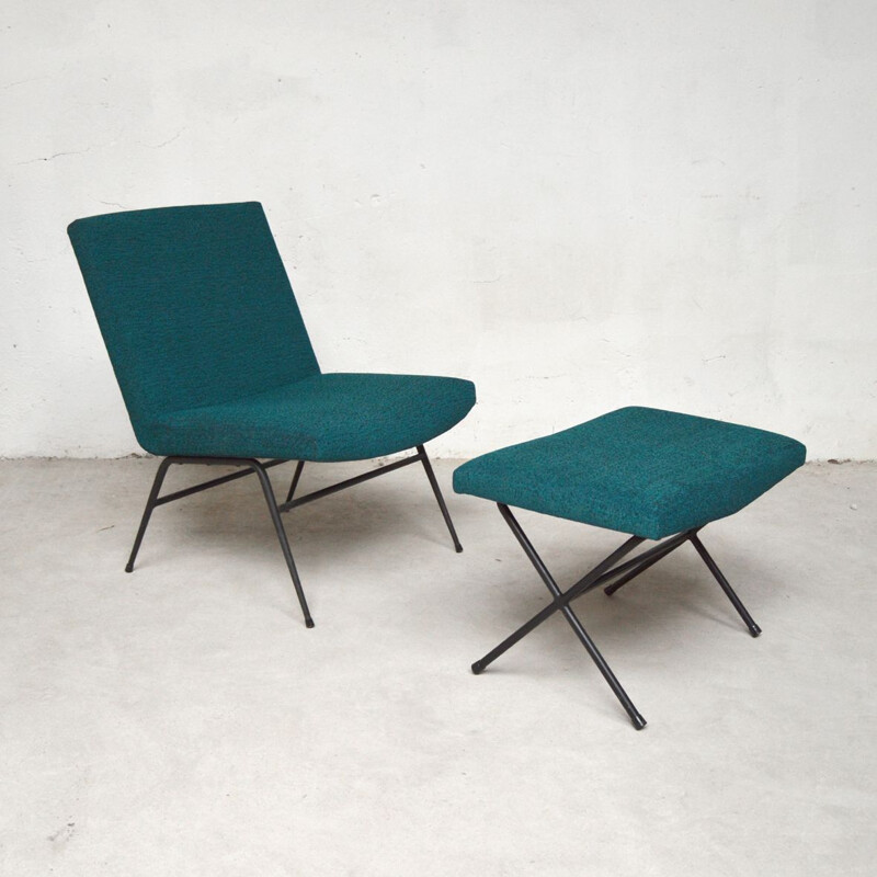 Vintage modernist and ottoman armchair 1960