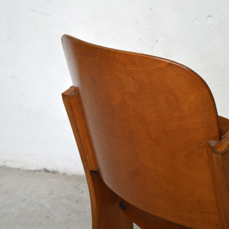 Vintage wooden cinema armchair 1950