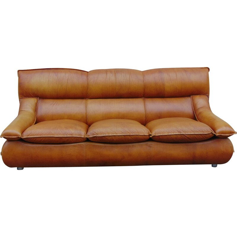 Vintage sofa in leather by Lev&Lev Milano 1970s