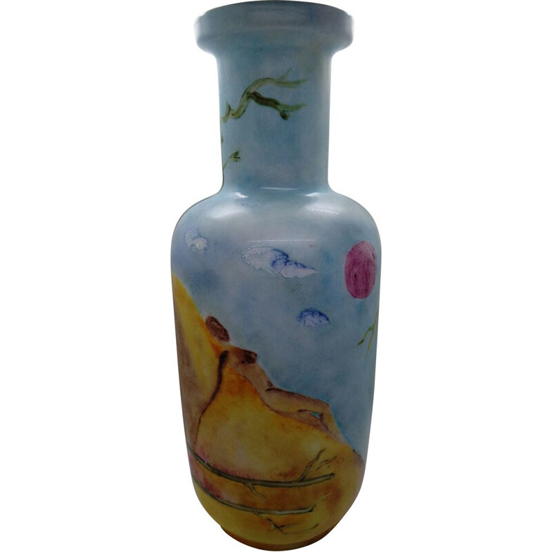 Vintage painted opaline vase