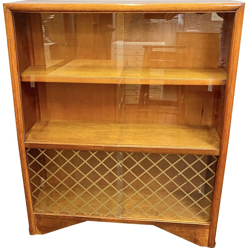 Vintage Bookcase Glass Cabinet 1950