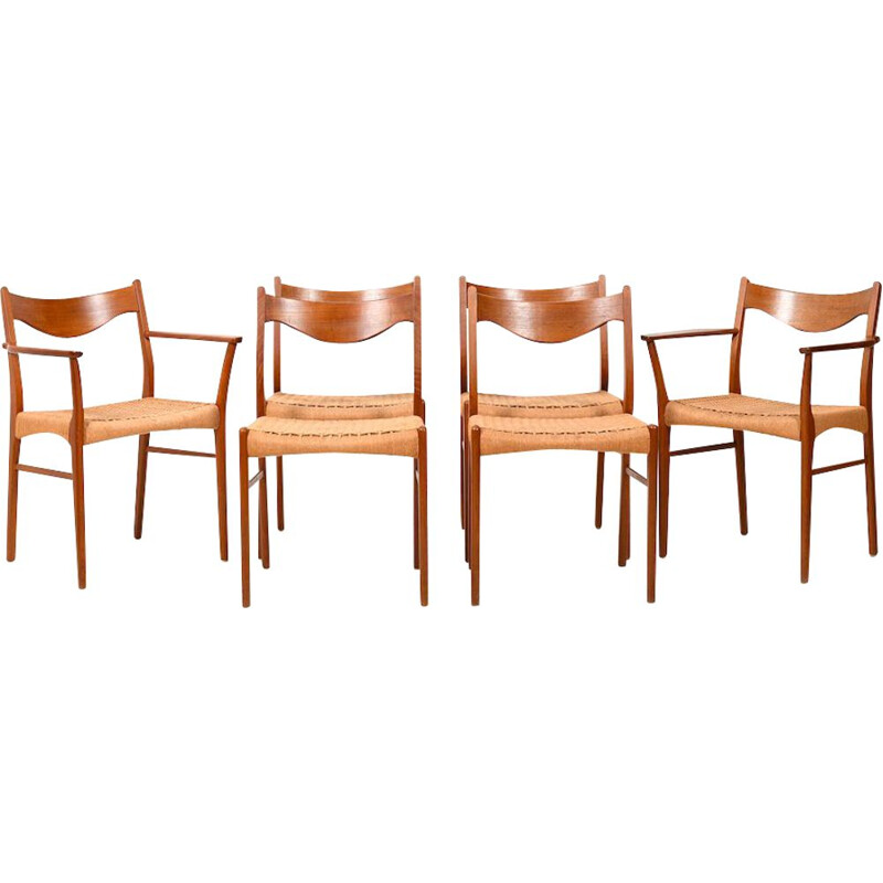 Set of 6 Vintage Teak Dining Chairs by Arne Wahl Iversen Glyngøre Stolefabrik Danish 1957