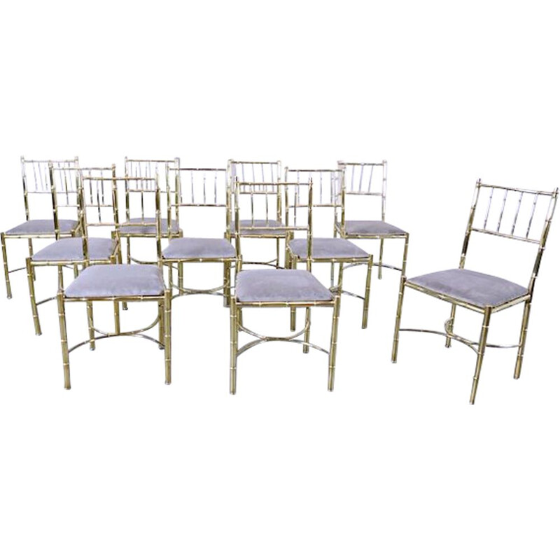 Conjunto de 10 cadeiras de latão vintage 1940