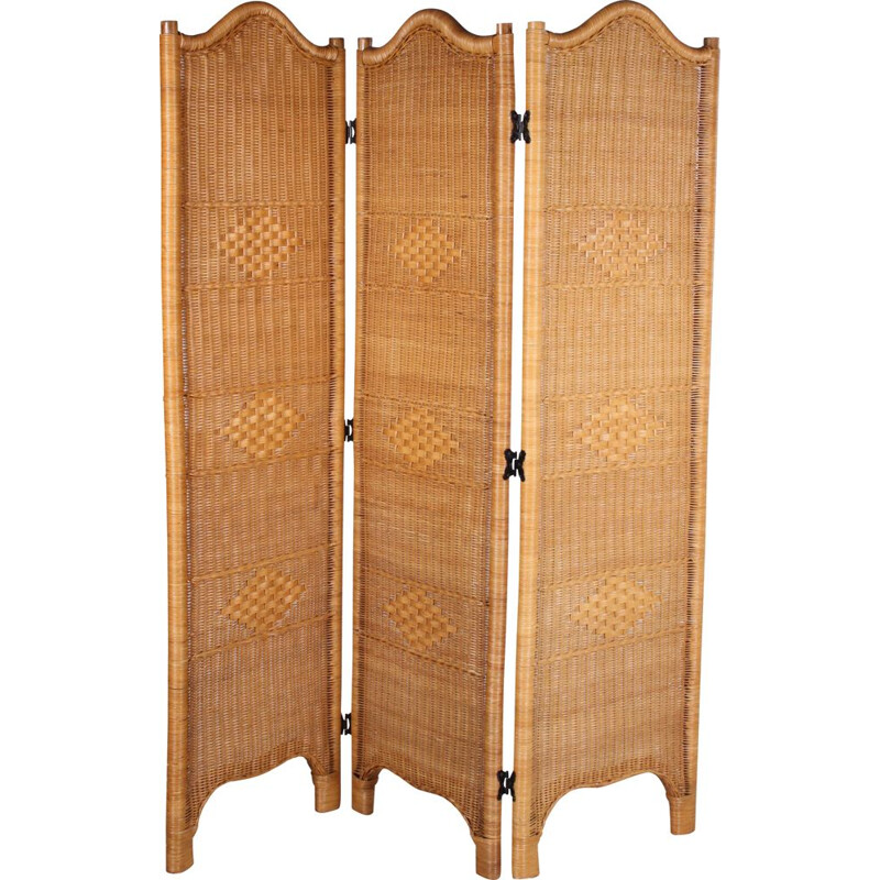 Vintage screen or room divider in rattan Bamboo 1960