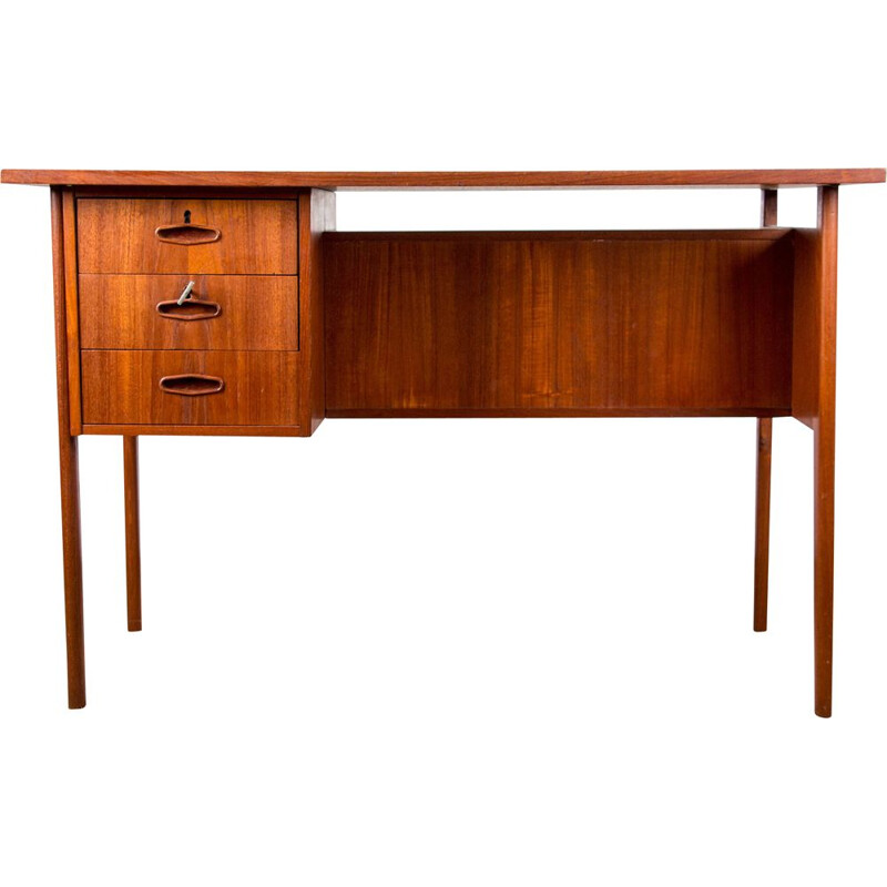 Small vintage double-sided teak desk, Denmark 1960