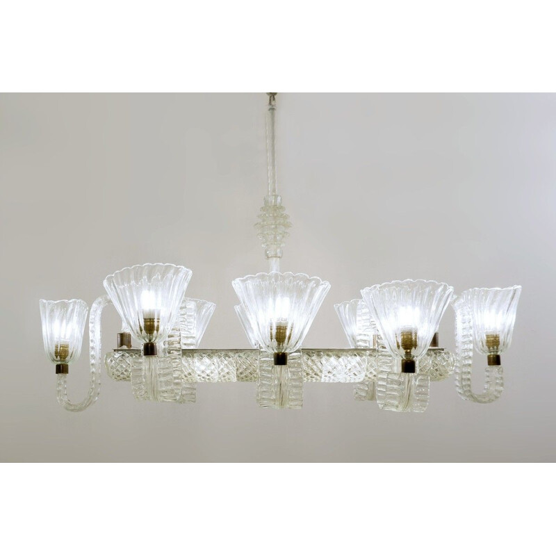 Vintage eight-arm chandelier Ercole Barovier, Italy 1940