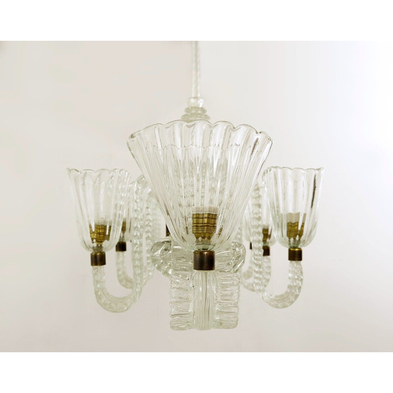 Vintage eight-arm chandelier Ercole Barovier, Italy 1940