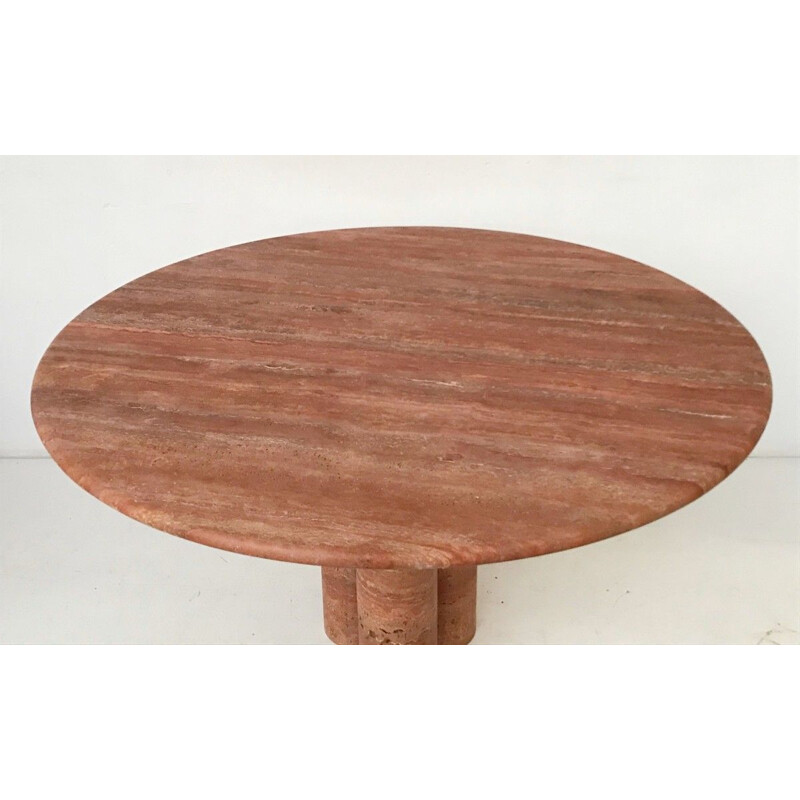 Vintage red travertine dining table by Mario Bellini