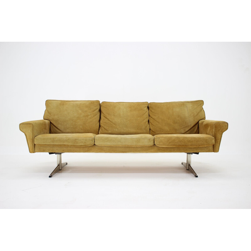 Canapé vintage 3 places en cuir de daim de Georg Thams, Danemark 1970