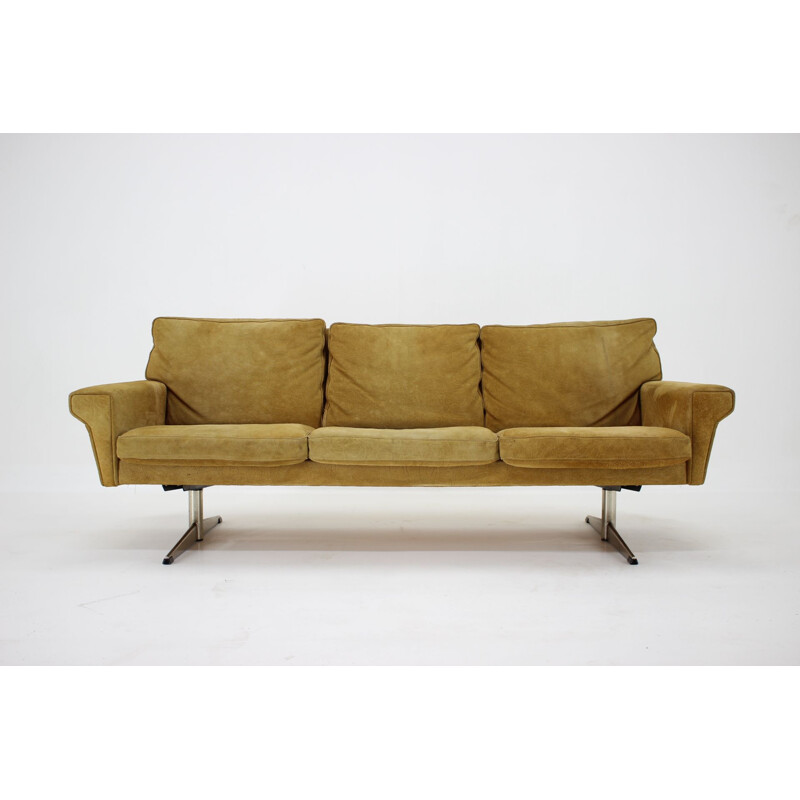 Canapé vintage 3 places en cuir de daim de Georg Thams, Danemark 1970
