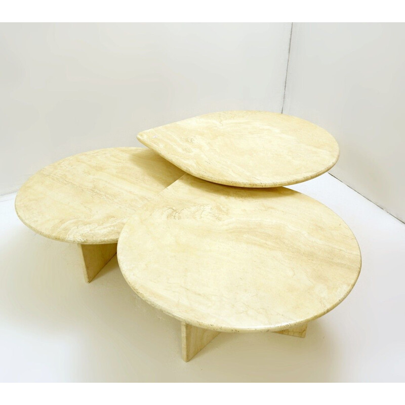 Vintage nesting tables in travertine