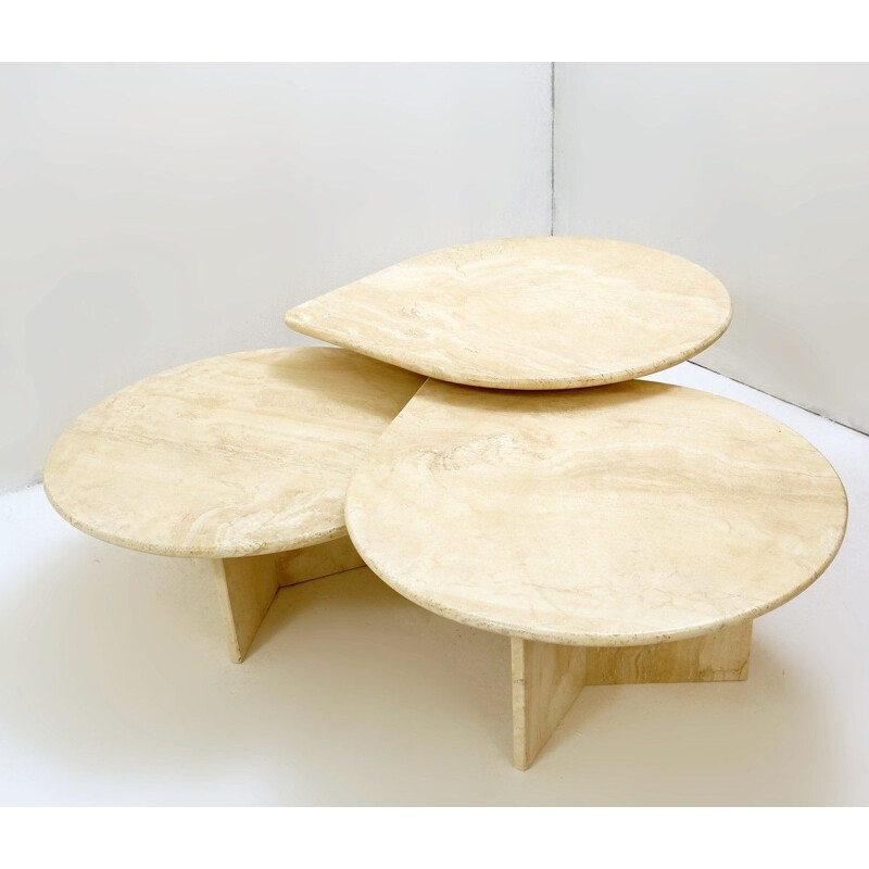 Vintage nesting tables in travertine