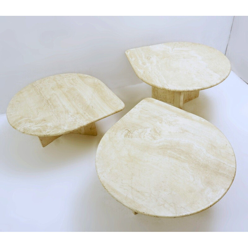 Vintage nesting tables in travertine