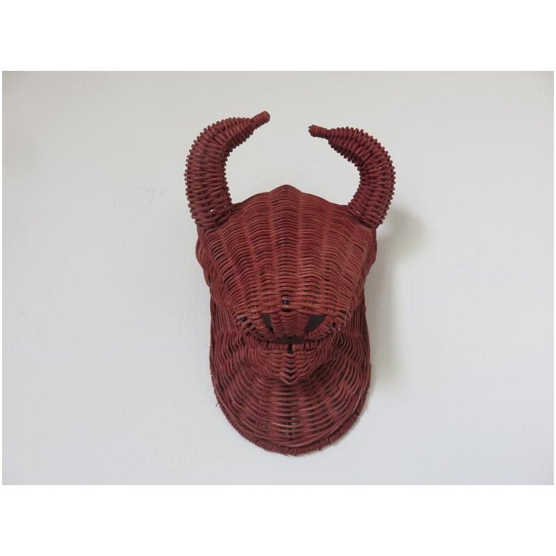 Rattan Minotaur bull head 1960