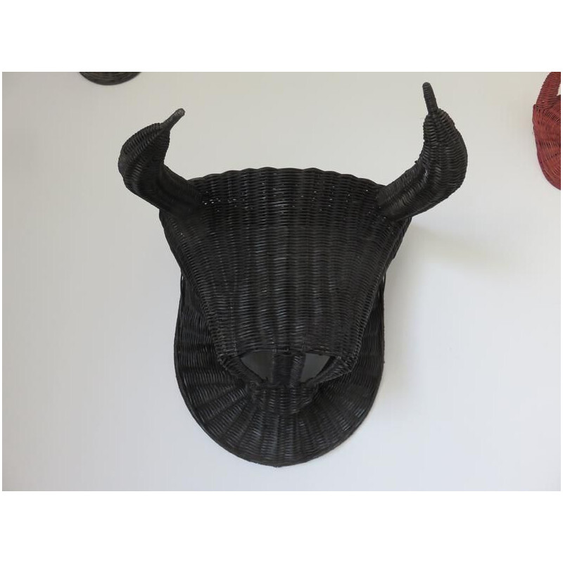 Vintage Rattan Minotaur bull head 1960s