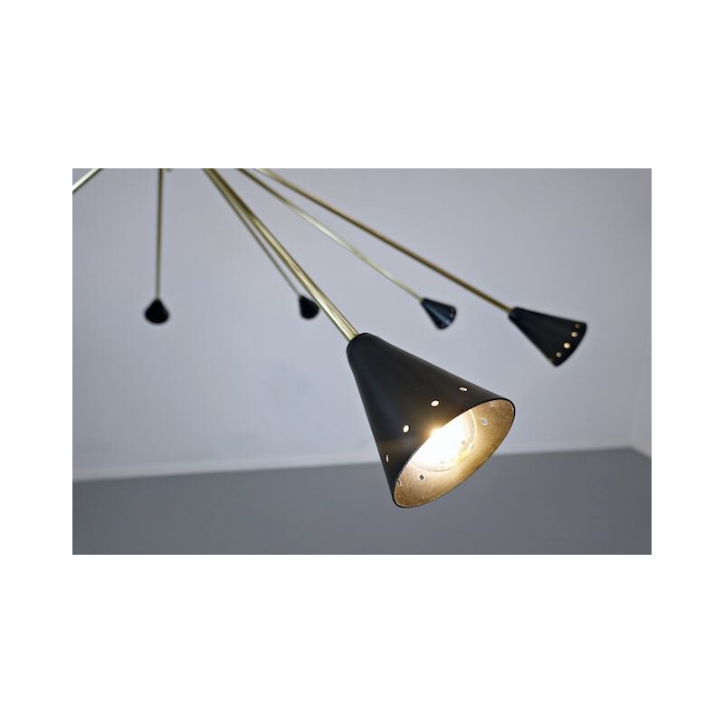 Vintage Sputnik ceiling light in brass and metal, 1960