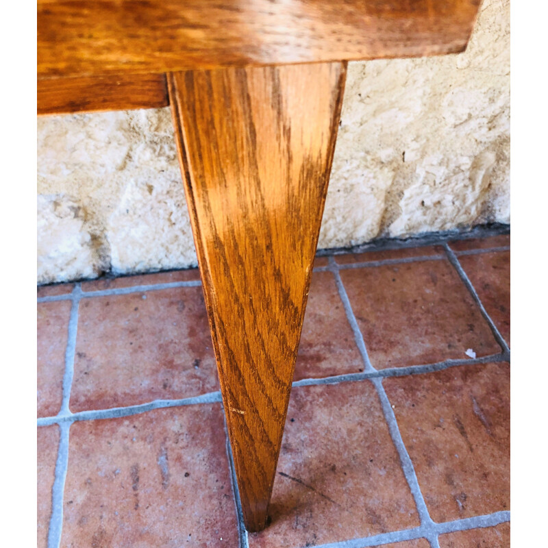 Vintage bedside table with compass feet 1950s