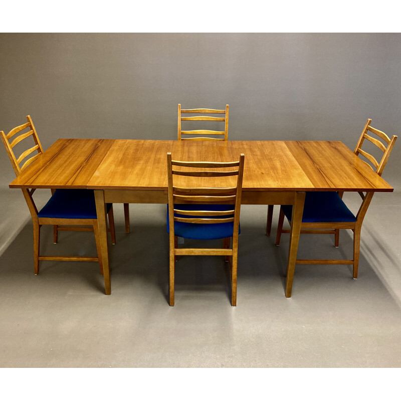 Vintage High table and its 4 Scandinavian chairs 1950s