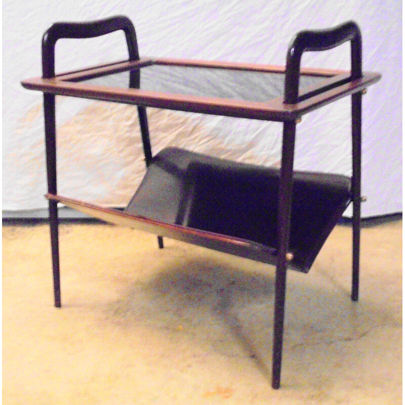 Vintage mahogany magazine rack by Ico Parisi 1950s