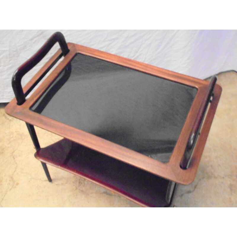 Vintage mahogany magazine rack by Ico Parisi 1950s