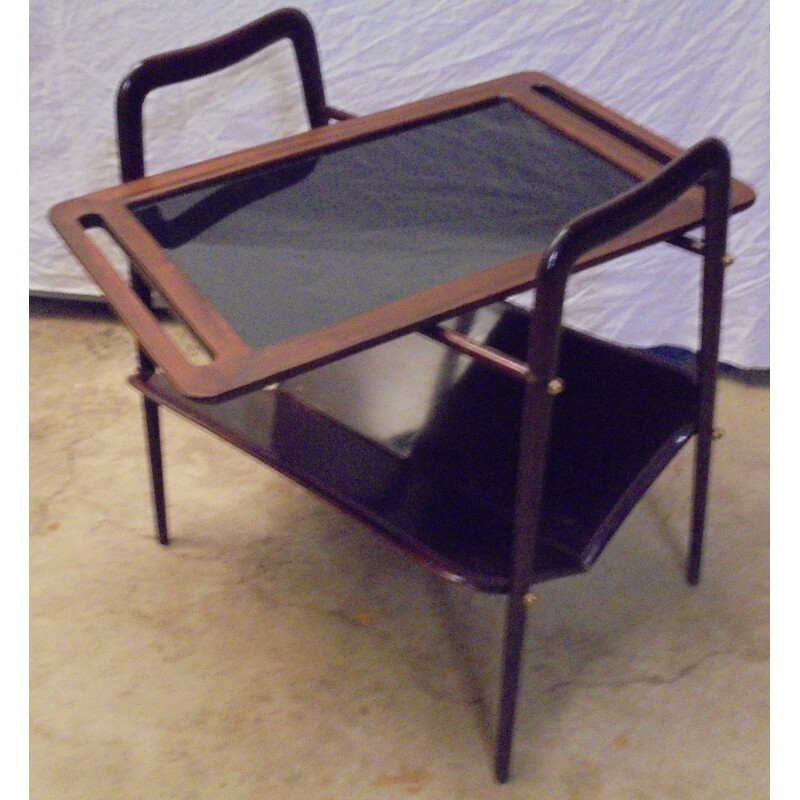 Vintage mahogany magazine rack by Ico Parisi 1950s