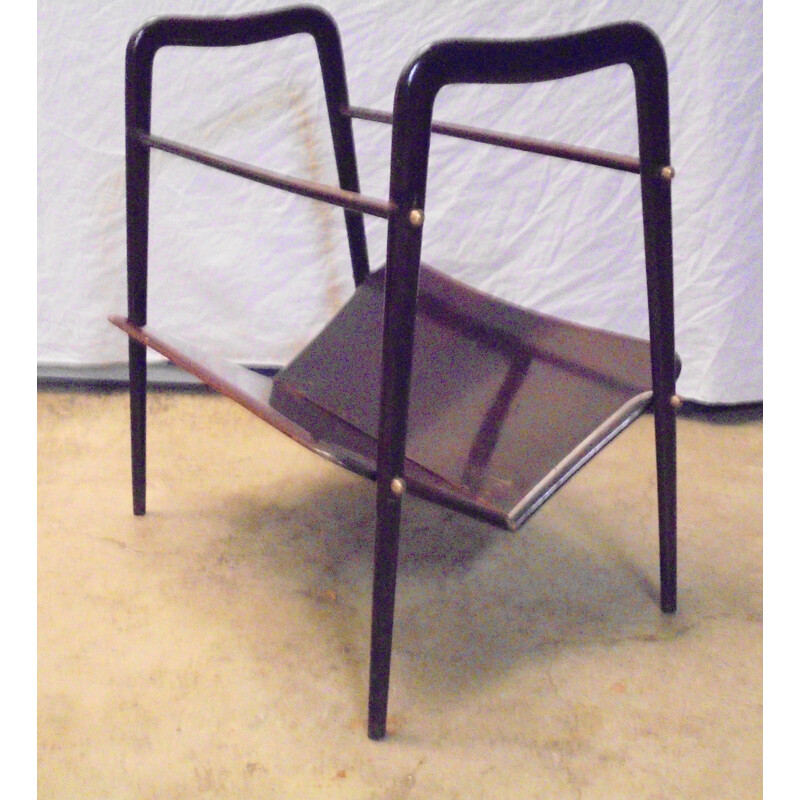 Vintage mahogany magazine rack by Ico Parisi 1950s