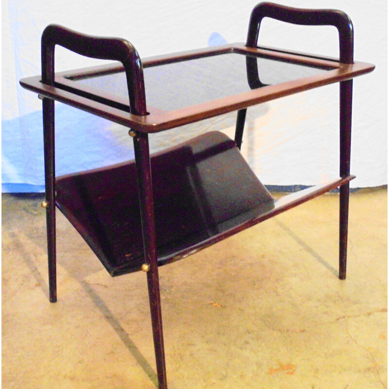 Vintage mahogany magazine rack by Ico Parisi 1950s