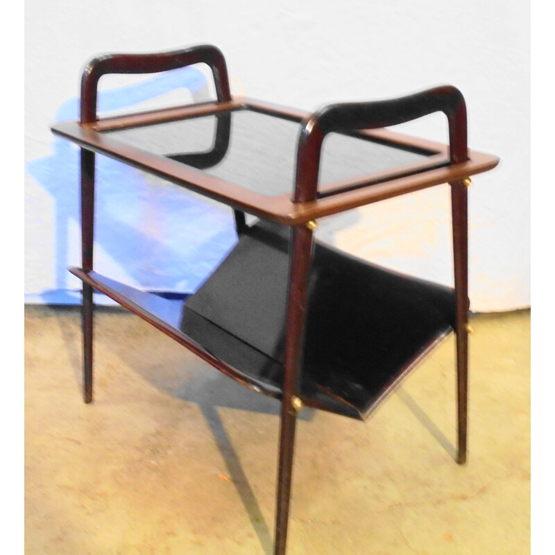 Vintage mahogany magazine rack by Ico Parisi 1950s