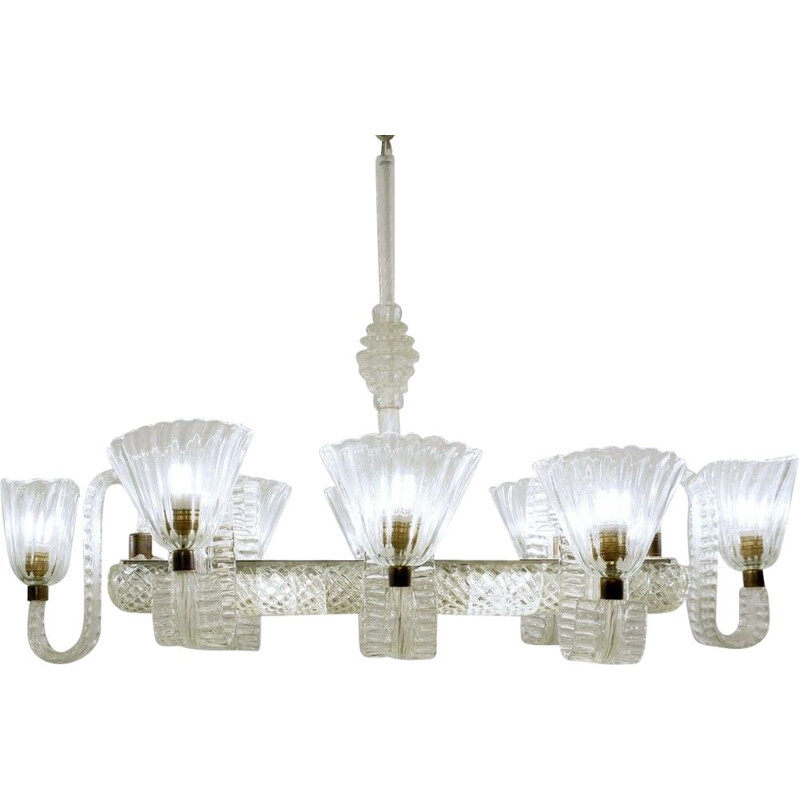 Vintage chandelier with eight arms by Ercole Barovier, Italy 1940