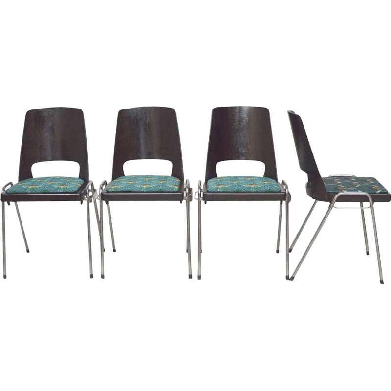 Set of 4 vintage Baumann tropical chairs 1960s