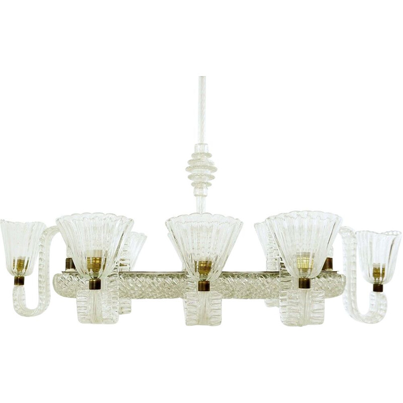 Vintage eight-arm chandelier Ercole Barovier, Italy 1940